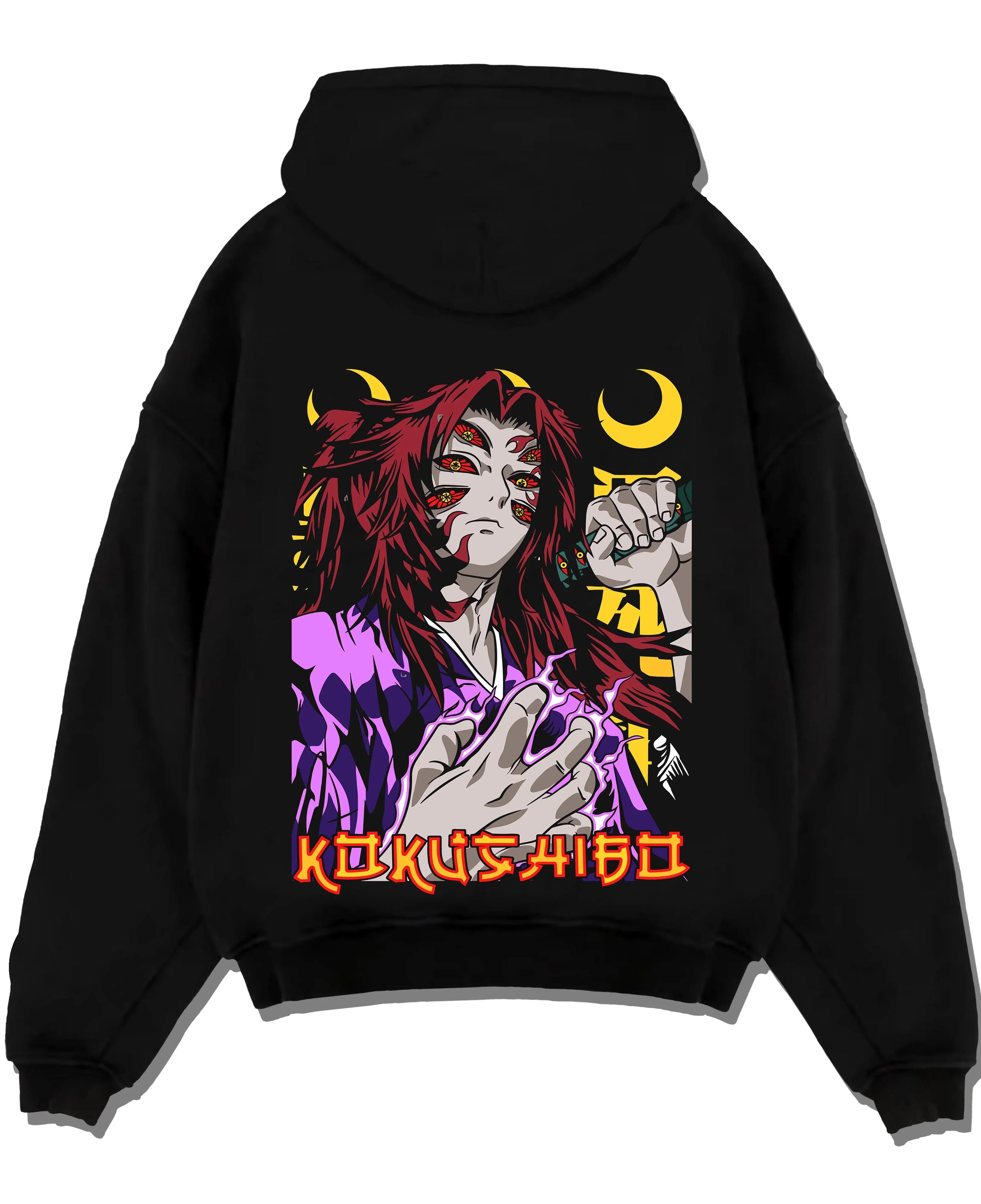 TWINMUN A.black hoodie flat back design - Demon Slayer Store