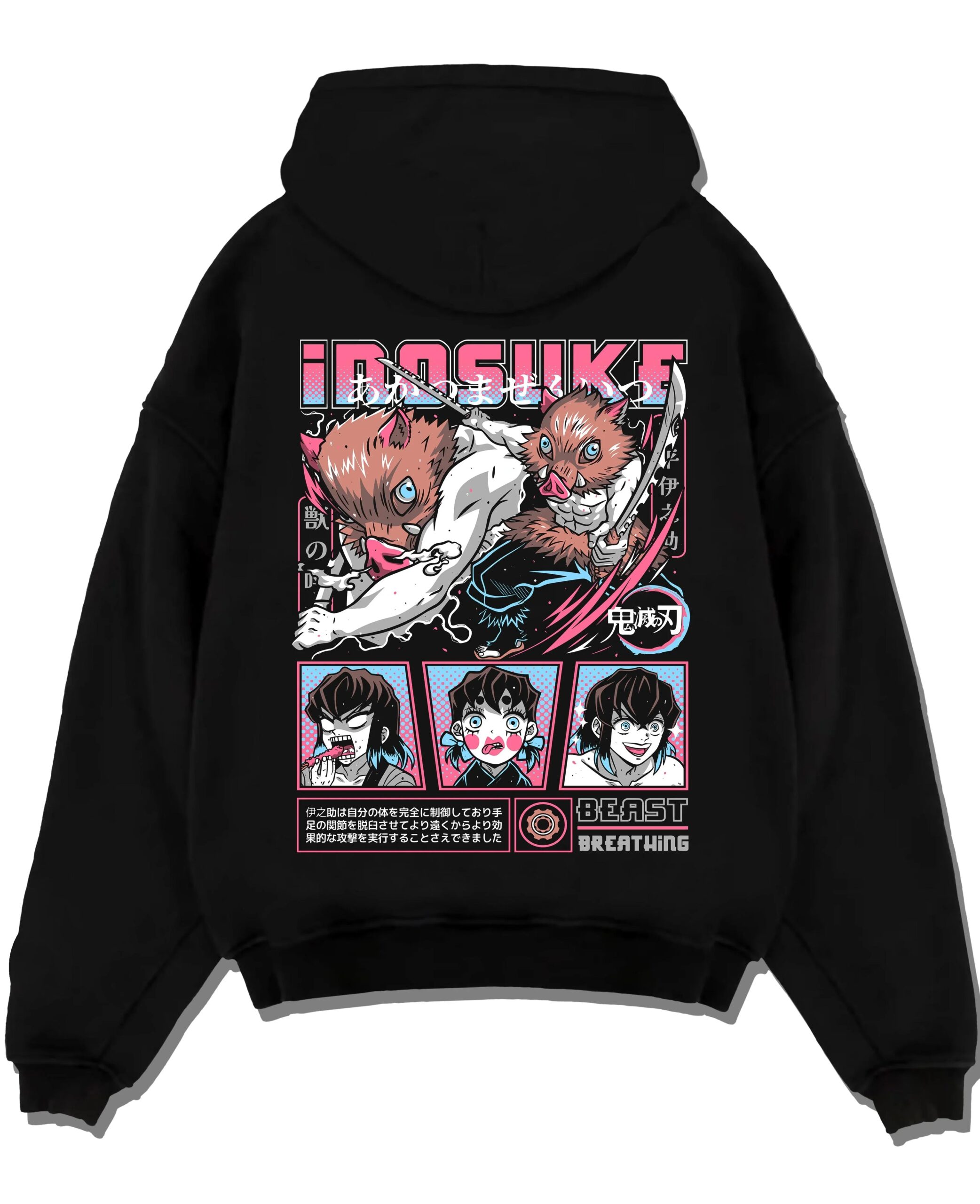 UZUISH A.black hoodie flat back design scaled - Demon Slayer Store