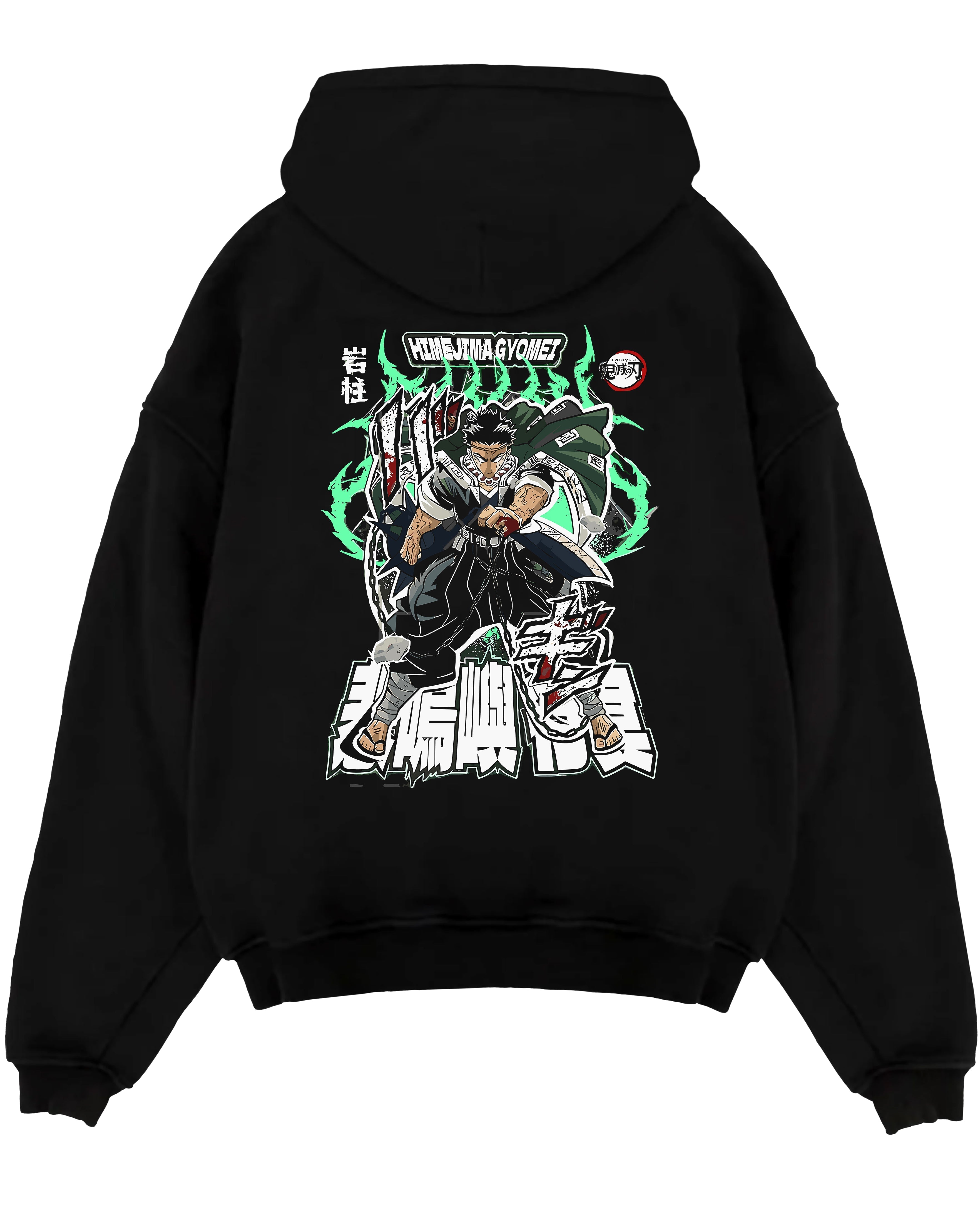 himejima demon slayer black hoodie flat back design - Demon Slayer Store