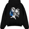 tanjiro demon slayer black hoodie flat back design - Demon Slayer Store