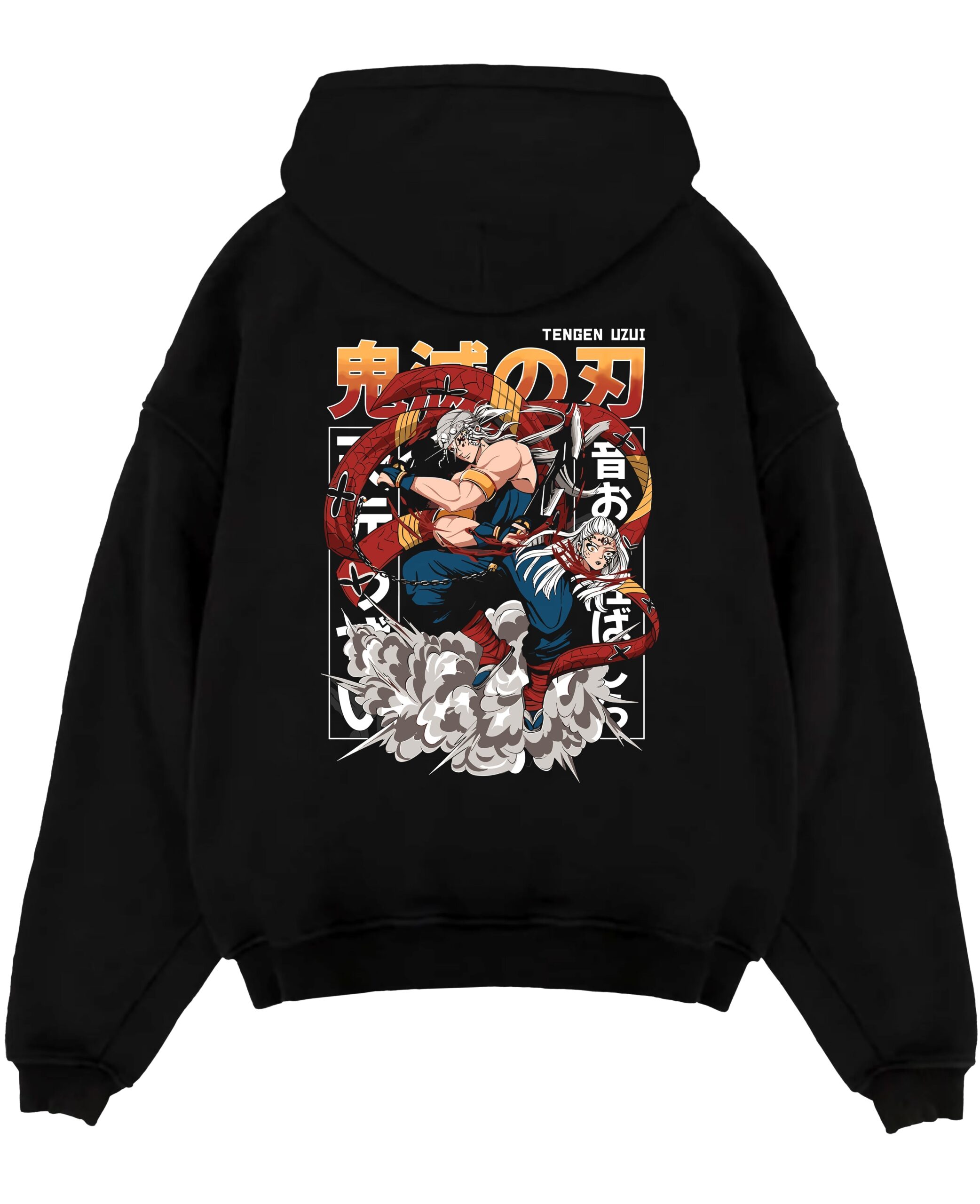 uzui tengen demon slayer black hoodie flat back design scaled - Demon Slayer Store
