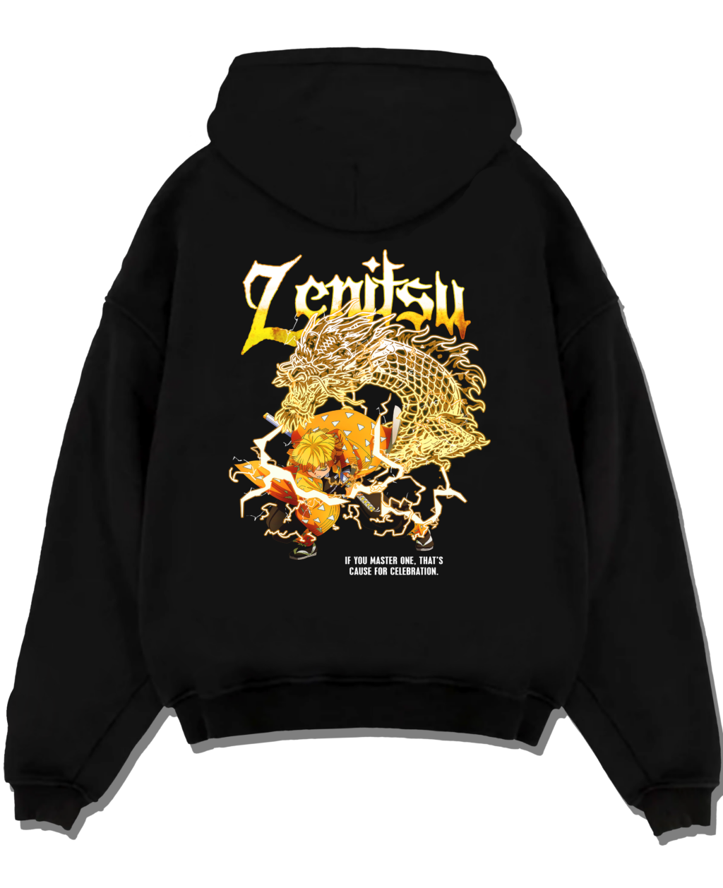 zenny A.black hoodie flat back design - Demon Slayer Store